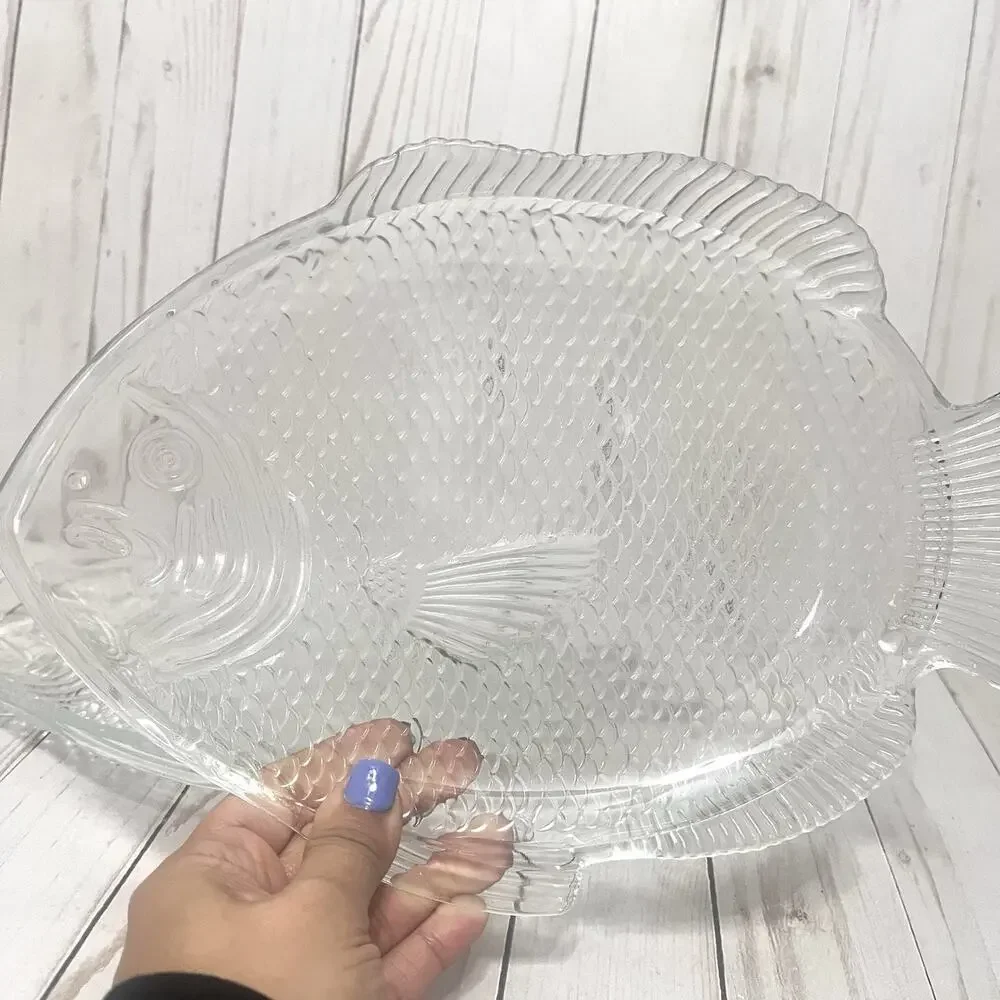 Vintage MCM VintClear Fish Glass Plates Ovensafe 11